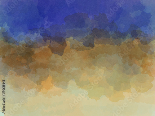 Watercolor Abstract Background - 青と茶のやさしい手描き水彩テクスチャ