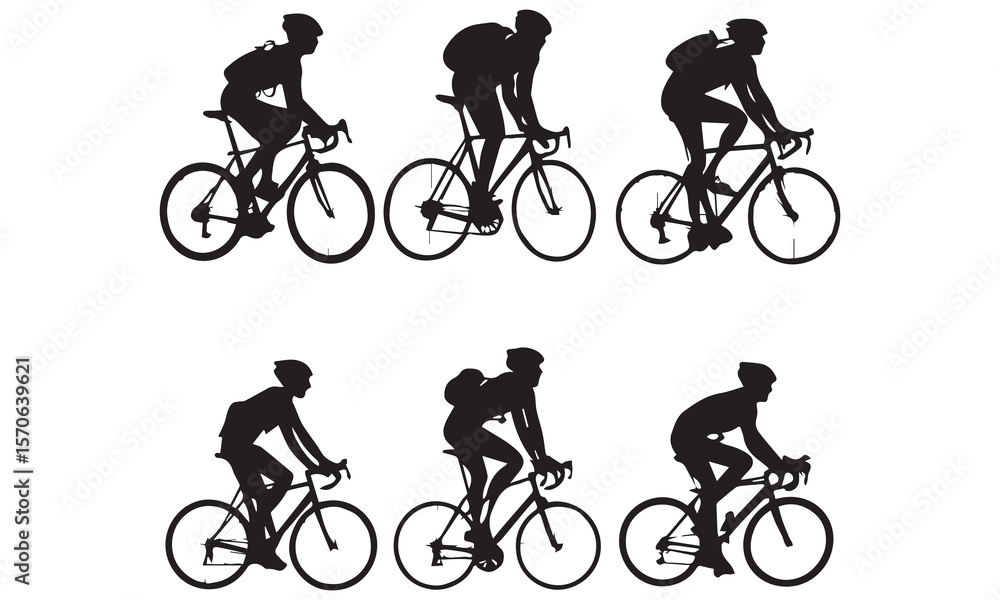 Obraz premium Bike ride with kids in silhouette
