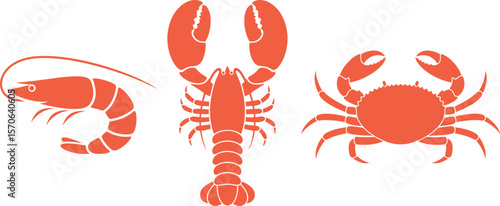 Shrimp logo. Isolated shrimp on white background. Seafood. Crab. Lobster