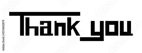 Creative thank you lettering in bold geometric style. Modern typographic vector design with horizontal bar elements. Perfect for branding, digital prints, and greeting cards.