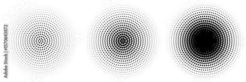 Halftone gradient. Dotted gradient, smooth dots spraying and halftones dot background seamless horizontal geometric pattern vector template set. unique dots modern circles