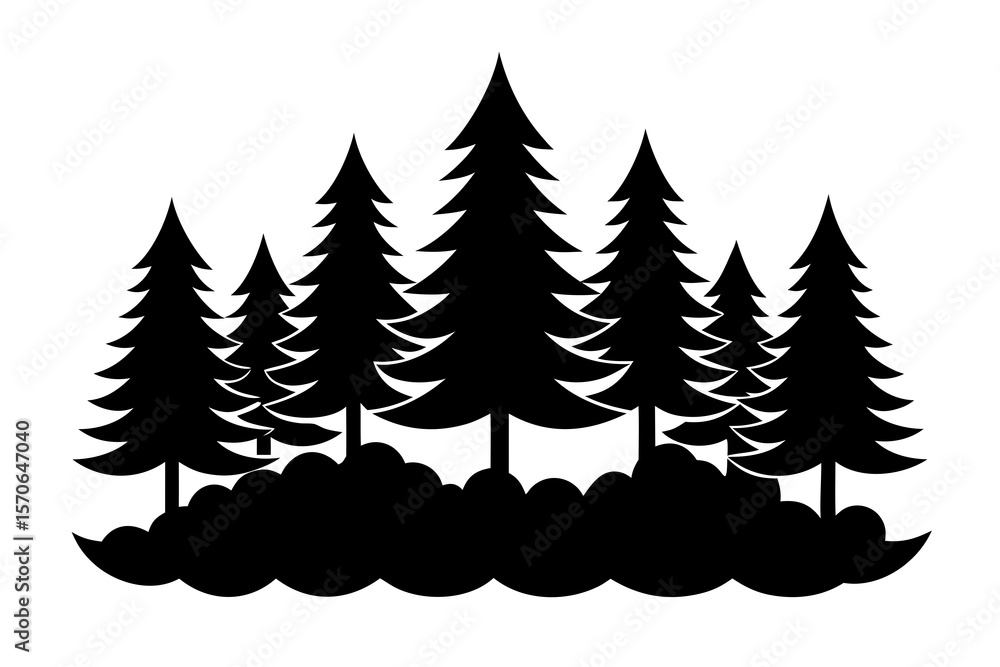 Obraz premium Foggy forest vector silhouette