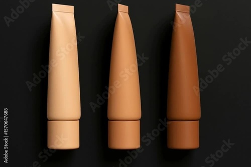 cosmetic bottles on black  background