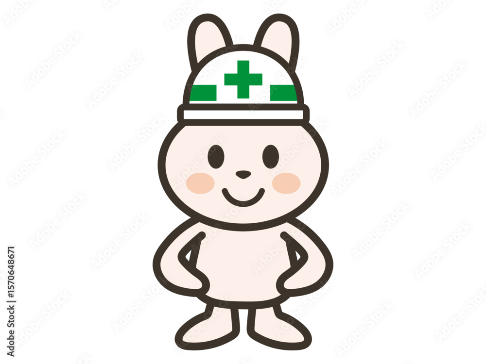 custom made wallpaper toronto digital腰に手を当てて立つ工事現場のうさぎさんのイラスト
