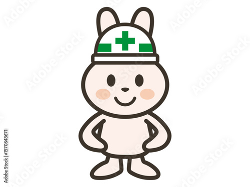 Wallpaper Mural 腰に手を当てて立つ工事現場のうさぎさんのイラスト Torontodigital.ca