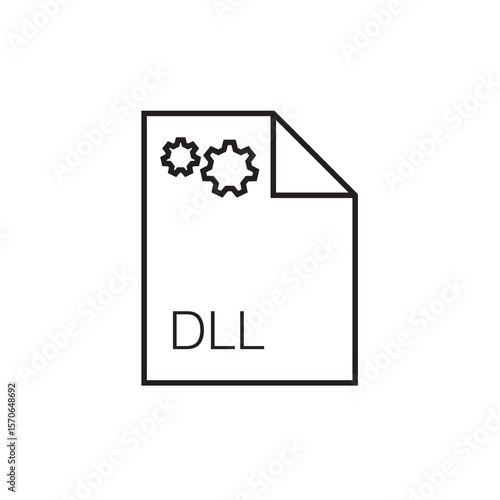dll file extension icon outline editable stroke eps 