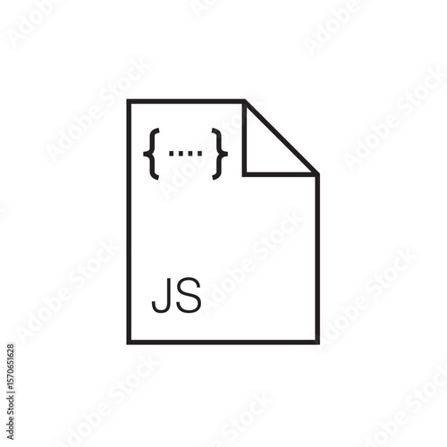 js file extension icon outline editable stroke eps 