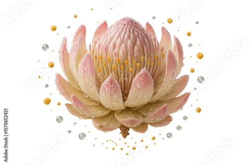 Elegant King Protea flower isolated on a transparent backdrop, beautiful bloom