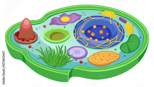 Vector illustration of illustration of a plant cell chloroplast isolated on white background