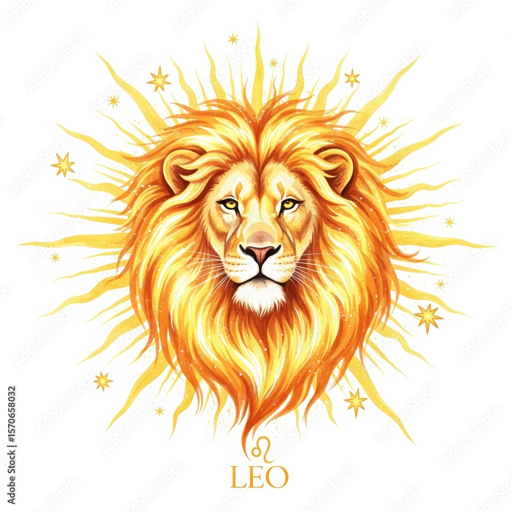 Obraz premium Watercolor illustration of the Leo constellation