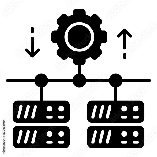 Db rack with gear, icon of server setting