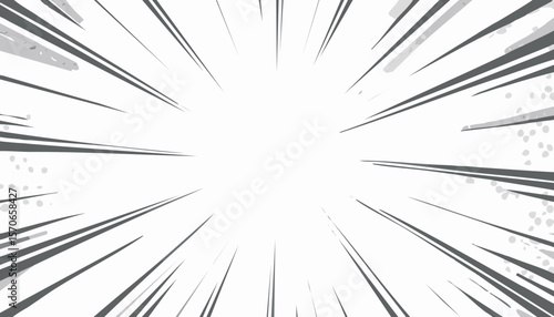 Comic speed lines background with radial burst effect. Cartoon anime action rays motion. Perspective zoom explosion with splashes. Vector,flash, hero, speed, superhero, motion, abstract, cartoon,