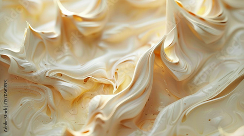 Whimsical swirls of cream create a dreamlike landscape frozen in time