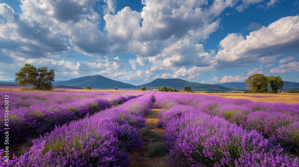 Obraz premium Landscape of Lavender Fields in Bloom
