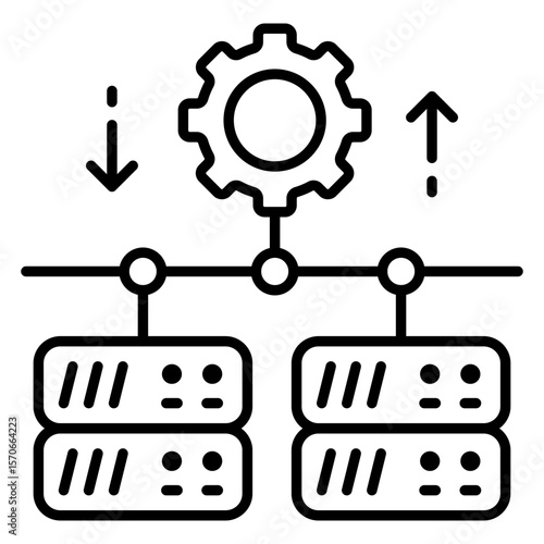 Db rack with gear, icon of server setting
