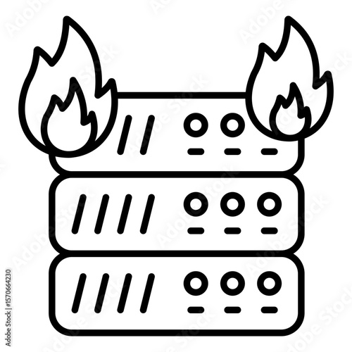 An icon design of server burning