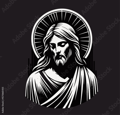 jesus christ head vector religious illustration