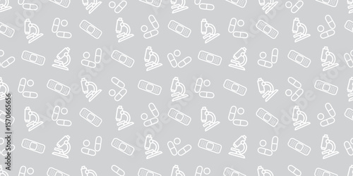 医療アイコンのシームレスパターン・背景素材
Modern Seamless Background Pattern Featuring Medical Icons and Healthcare Equipment in Flat Vector Design