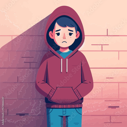 This image of a sad, hooded figure against a wall is suitable for websites and blogs discussing mental health, loneliness, social issues, or difficult emotions.


