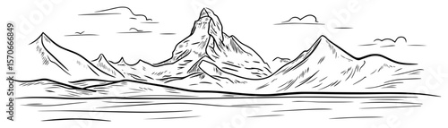 matterhorn mountain peak in alps sketch vector