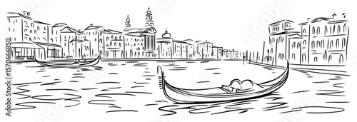 venice italy canal with gondola sketch vector