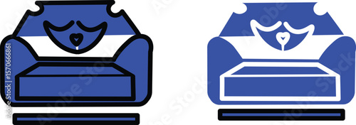 reclining sofa icon, furniture line art, furniture vector. Home furniture symbol for living room design,