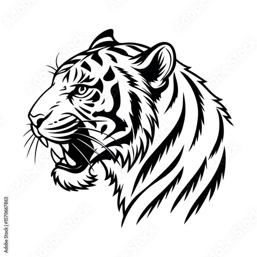 A tiger head silhouette vector