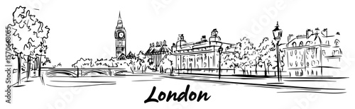 london england cityscape with big ben sketch vector