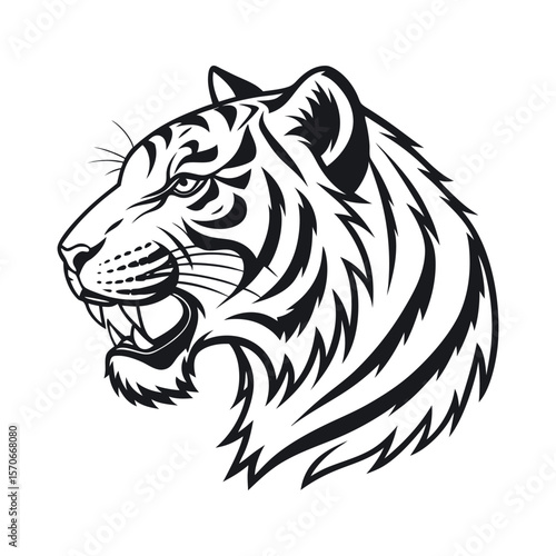 A tiger head silhouette vector