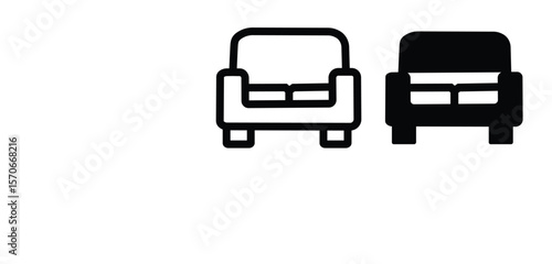 reclining sofa icon, furniture line art, furniture vector. Home furniture symbol for living room design,