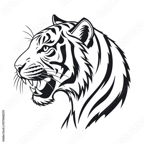 A tiger head silhouette vector