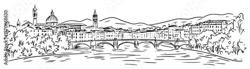 florence italy cityscape on arno river sketch vector