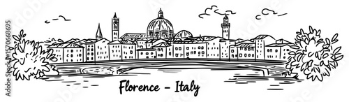 florence italy cityscape poster with duomo sketch vector