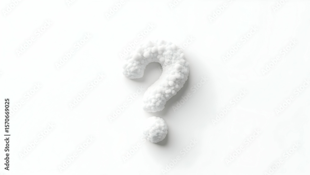 Naklejka premium Question icon A fluffy white cloud shaped like a question mark, floating gently on pure white background