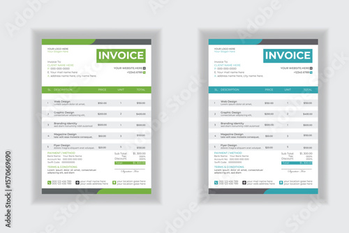 Invoice minimal design template. Bill form business invoice accounting