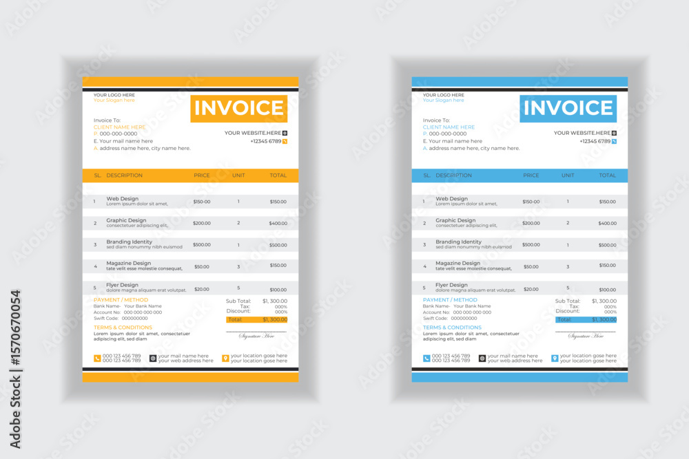 Obraz premium Invoice minimal design template. Bill form business invoice accounting
