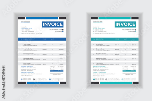 Invoice minimal design template. Bill form business invoice accounting