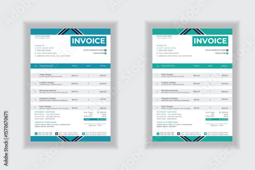 Invoice minimal design template. Bill form business invoice accounting