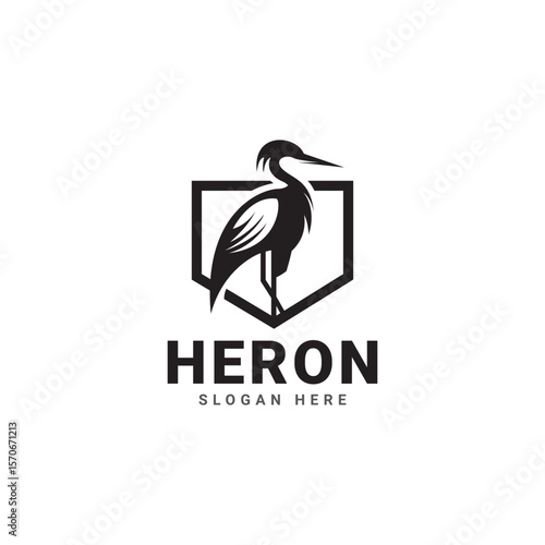 heron shield logo, this logo features a heron inside a strong shield, symbolizing strength, honor, and courage and for football clubs and others