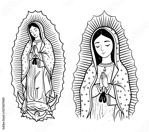 our lady of guadalupe virgin mary vector set