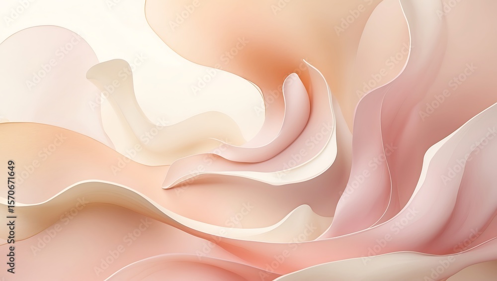 Obraz premium Abstract flowing organic shapes in soft pastel peach and cream colors