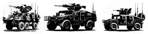 military armored vehicle truck set vector illustration