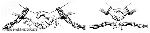 handshake breaking chains freedom concept