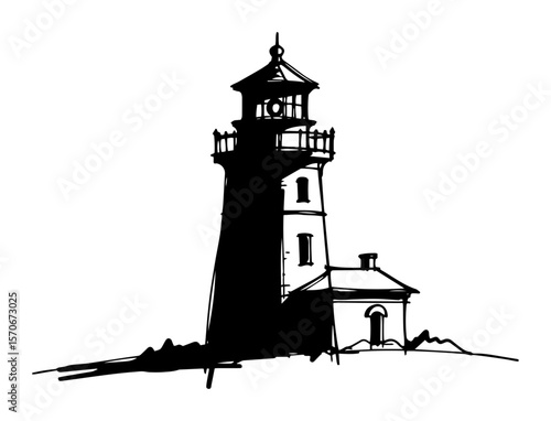 old lighthouse tower black and white