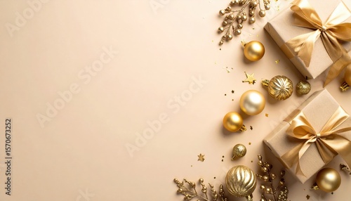 Gift wrapping event featuring elegant gold presents cozy home setting photographic style festive vibes for holiday celebrations