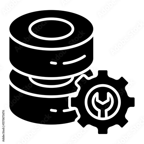 Db rack with gear, icon of database setting