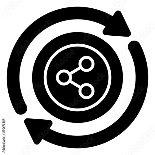 Conceptual solid design icon of sharing update
