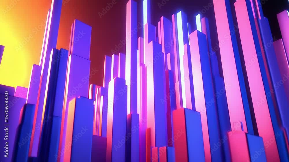 Abstract cityscapes of vibrant neon structures Abstract cityscapes of vibrant neon structures