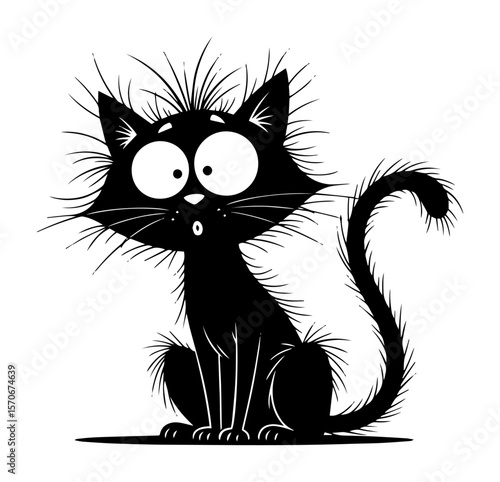 cute funny cartoon cat surprised expression