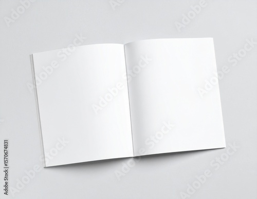Blank A4 photorealistic brochure mockup on light grey background.